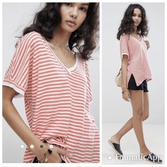 We The Free Take Me Striped Tee Top - Picture 1 of 9